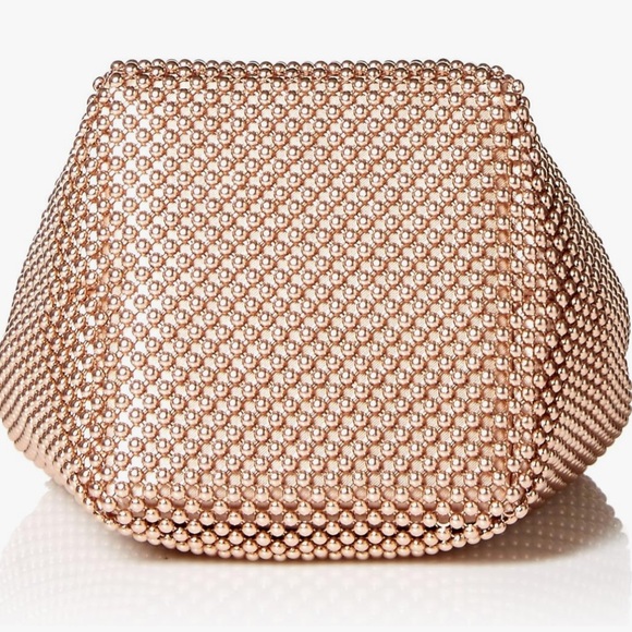 Jessica McClintock Rose Gold Gwen Ball Mesh Ring Clutch - Picture 13 of 15